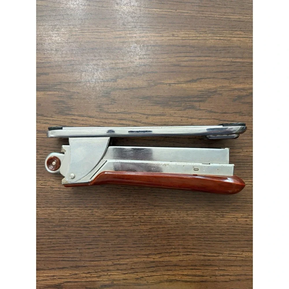 Vintage Ace Liner 502 Stapler Bakelite Wood Swirl Look Handle USA Made Working